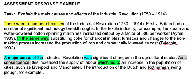 'Explain' assessment response example