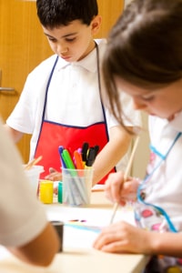 Students doing craft